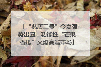 “燕店二号”今夏强势出圈，功能性“芒果香瓜”火爆高端市场
