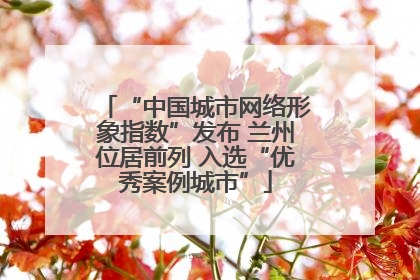 “中国城市网络形象指数”发布 兰州位居前列 入选“优秀案例城市”