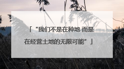 “我们不是在种地 而是在经营土地的无限可能”