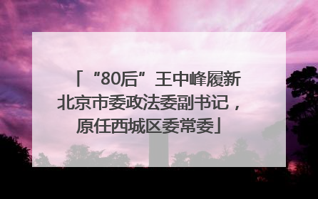“80后”王中峰履新北京市委政法委副书记，原任西城区委常委