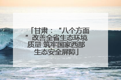 甘肃：“八个方面”改善全省生态环境质量 筑牢国家西部生态安全屏障