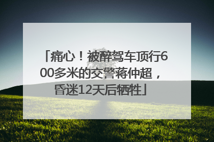 痛心！被醉驾车顶行600多米的交警蒋仲超，昏迷12天后牺牲