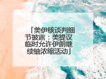 美伊核谈判细节披露：美提议临时允许伊朗继续铀浓缩活动