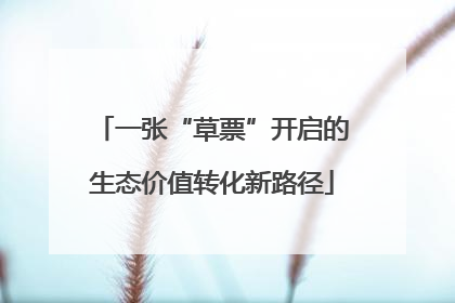 一张“草票”开启的生态价值转化新路径