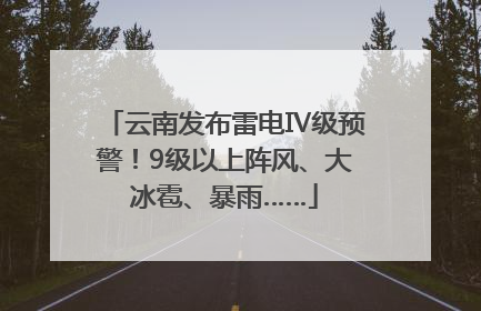 云南发布雷电Ⅳ级预警！9级以上阵风、大冰雹、暴雨……