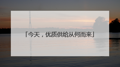今天，优质供给从何而来