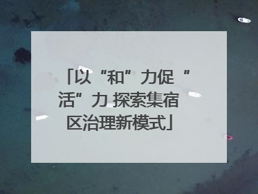 以“和”力促“活”力 探索集宿区治理新模式