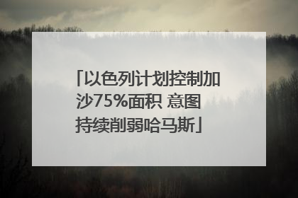 以色列计划控制加沙75%面积 意图持续削弱哈马斯