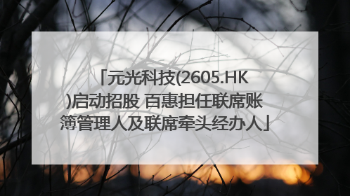 元光科技(2605.HK)启动招股 百惠担任联席账簿管理人及联席牵头经办人