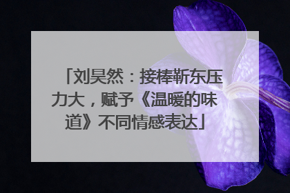 刘昊然：接棒靳东压力大，赋予《温暖的味道》不同情感表达