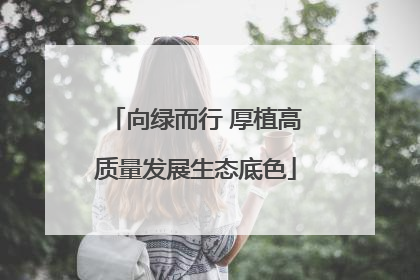 向绿而行 厚植高质量发展生态底色