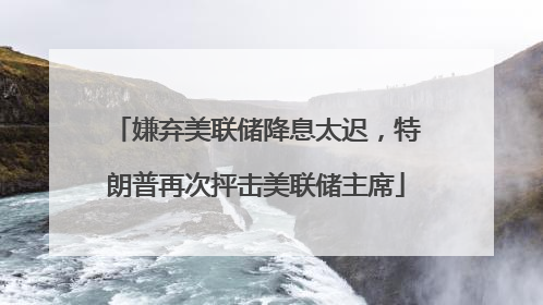 嫌弃美联储降息太迟，特朗普再次抨击美联储主席