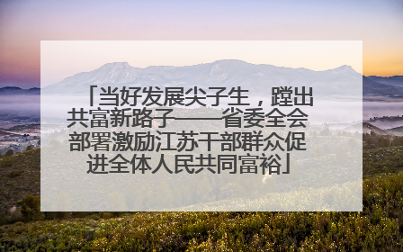 当好发展尖子生，蹚出共富新路子——省委全会部署激励江苏干部群众促进全体人民共同富裕
