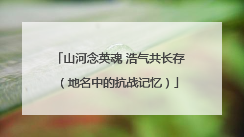 山河念英魂 浩气共长存（地名中的抗战记忆）