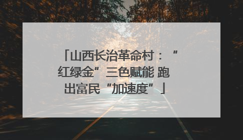 山西长治革命村：“红绿金”三色赋能 跑出富民“加速度”