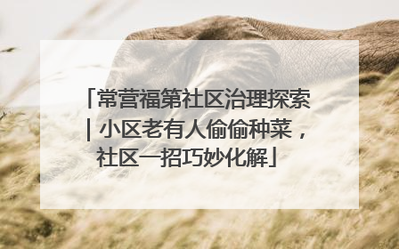常营福第社区治理探索｜小区老有人偷偷种菜，社区一招巧妙化解