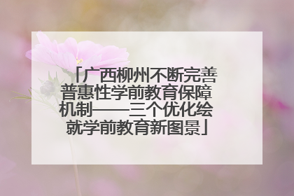 广西柳州不断完善普惠性学前教育保障机制——三个优化绘就学前教育新图景