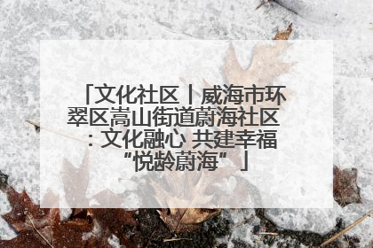 文化社区丨威海市环翠区嵩山街道蔚海社区：文化融心 共建幸福“悦龄蔚海”