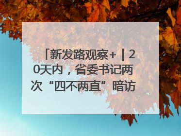 新发路观察+｜20天内，省委书记两次“四不两直”暗访，有何深意？