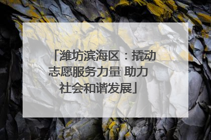 潍坊滨海区：撬动志愿服务力量 助力社会和谐发展