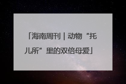 海南周刊｜动物“托儿所”里的双倍母爱