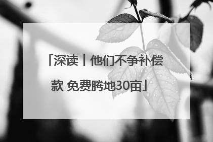 深读丨他们不争补偿款 免费腾地30亩