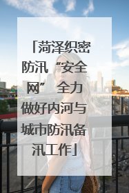 菏泽织密防汛“安全网” 全力做好内河与城市防汛备汛工作