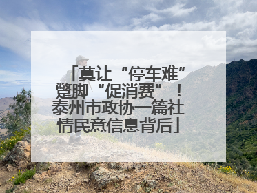 莫让“停车难”蹩脚“促消费”！泰州市政协一篇社情民意信息背后