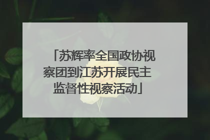 苏辉率全国政协视察团到江苏开展民主监督性视察活动