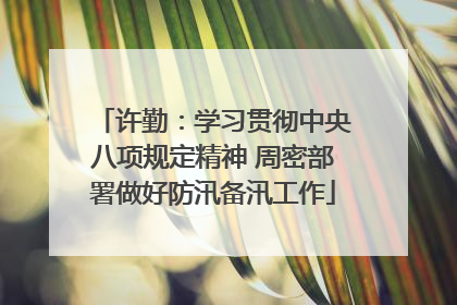 许勤：学习贯彻中央八项规定精神 周密部署做好防汛备汛工作