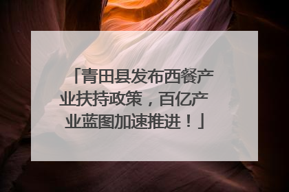 青田县发布西餐产业扶持政策，百亿产业蓝图加速推进！