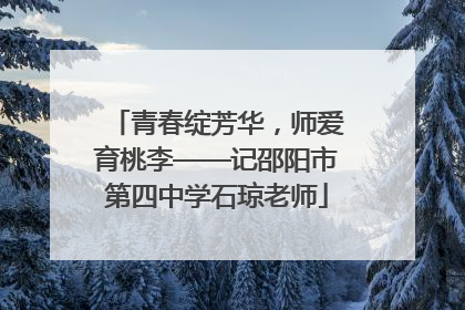 青春绽芳华，师爱育桃李——记邵阳市第四中学石琼老师