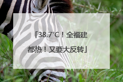 38.7℃！全福建都热！又要大反转